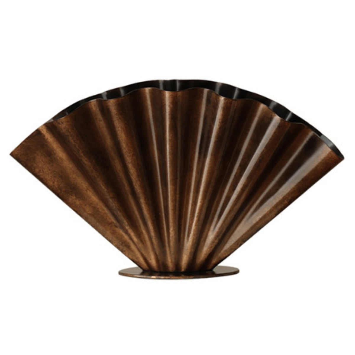 Pleated Metal Vase Shiny Fan-Shaped Vase Rustic for Decorators