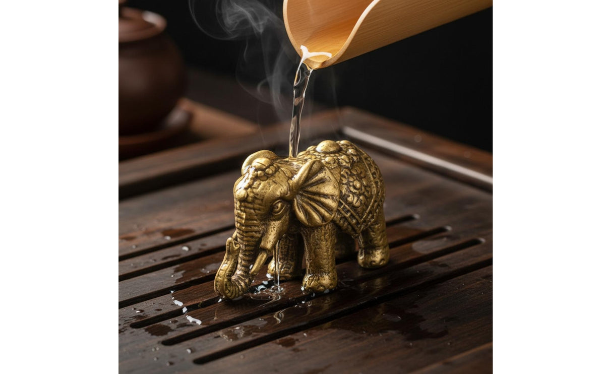 Metal Elephant Figurine Compact Home Decoration Solid-Looking for Tea Pet