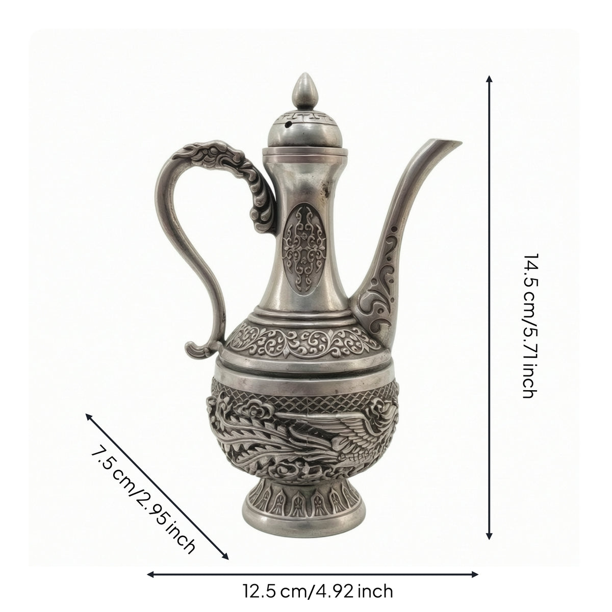 Antique Style Beverage Pot Decorative Pot with Domed Lid Ornate Vessel for Decorators, Living Room, Shelf Display