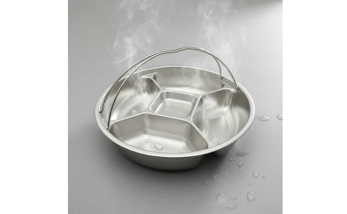 5-Compartment Food Steamer Insert Anti-Scald Divided Steamer Plate with Handle