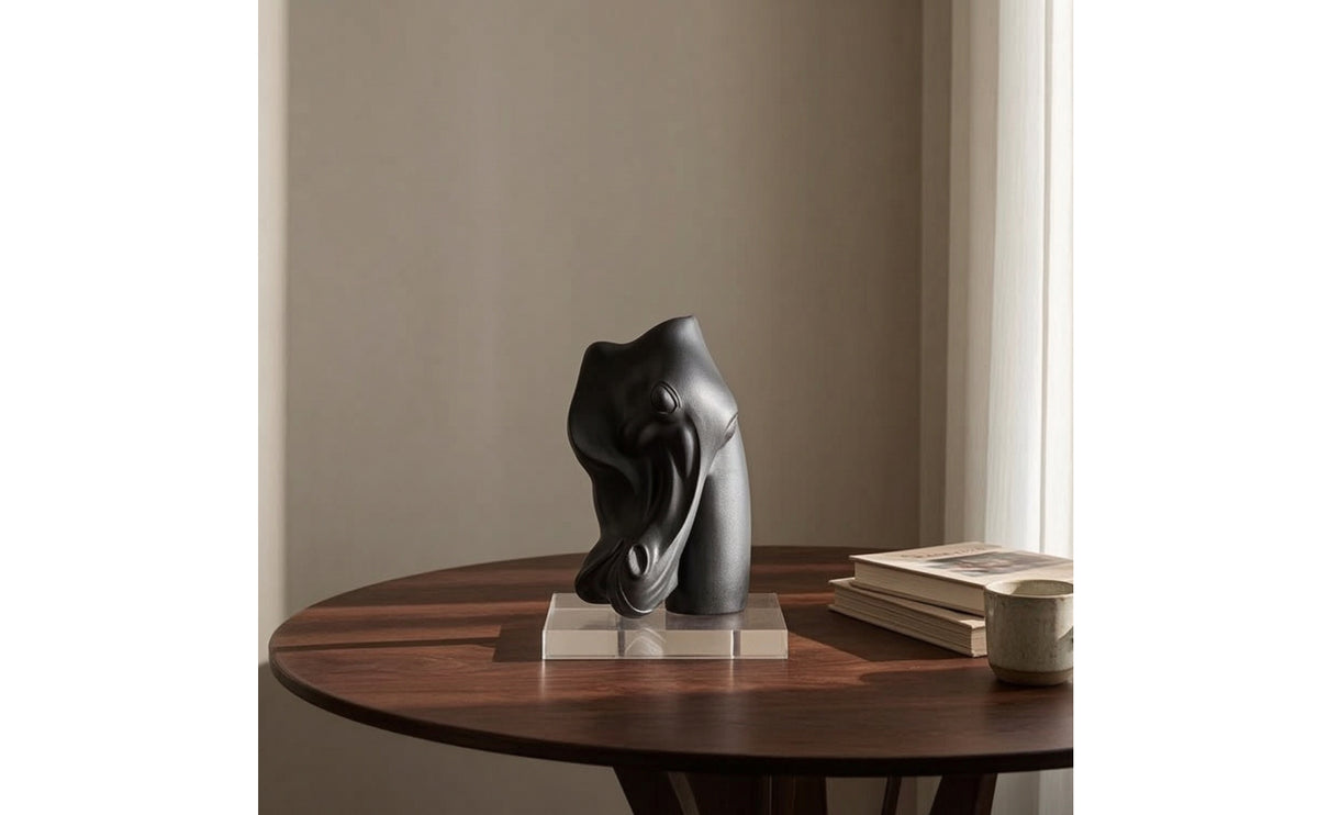 Animal Head Statue with Acrylic Base Matte Animal Head Sculpture Freestanding Ornament for Interior Designers, Art Collectors, Entryway, Bookshelf
