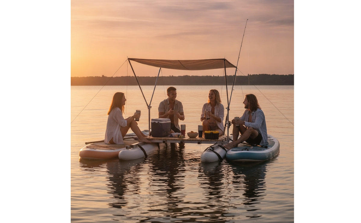 Paddleboard Connecting Frame Twin-Hull Paddleboard Frame with Wooden Deck Slatted for Paddleboarders, Leisure Cruising, Lakes