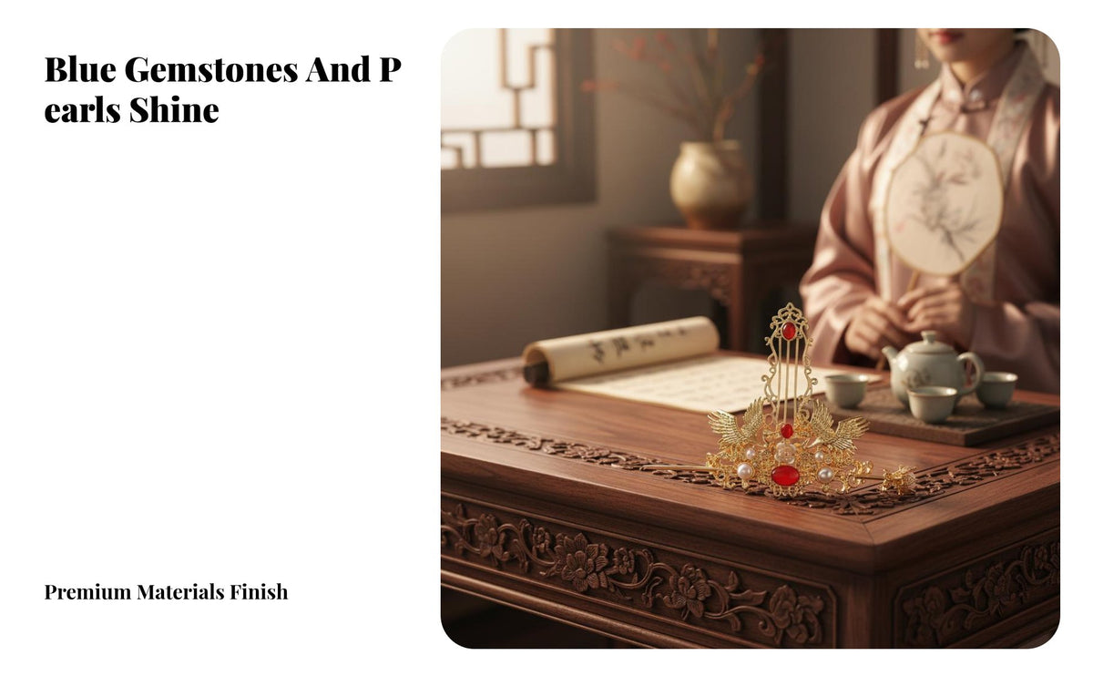 Traditional Chinese Attire Hair Accessory Set Elegant Design Traditional Chinese Attire Hairpin Set Crane Hair Crown Versatile