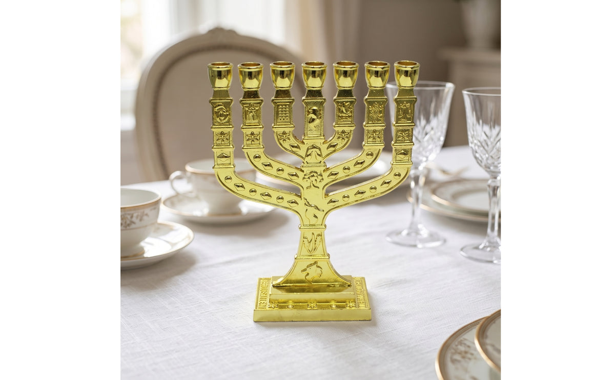 Seven-Opening Candlestick Antique-Gold Candelabra Compact Ornament for Shelves