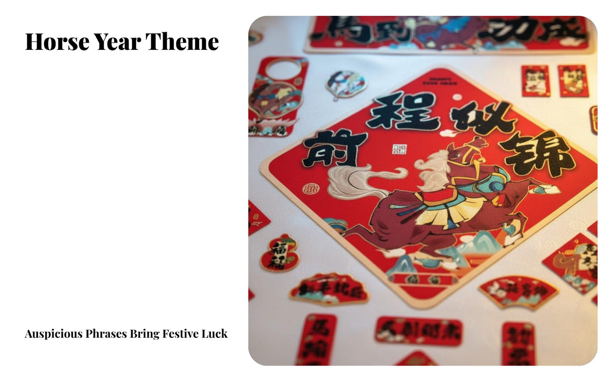 Year of the Horse Spring Festival Couplets Set, Red Door Blessing, New Year Decor Kit