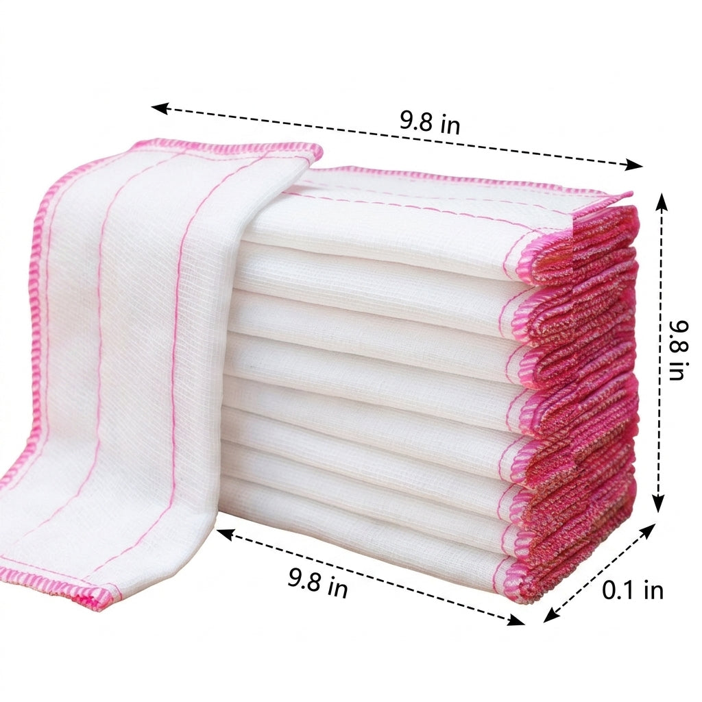 Oil-Resistant Dishcloths and White 5-Layer Yarn Dish Cloths, Absorbent Kitchen Cloths, Multi-Purpose Cloth for Drying