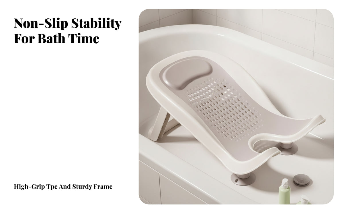 Infant Bath Support with Suction Cups | Soft TPE Rubber Surface, infant Bath Recliner with Perforated Center, Ergonomic Contoured Shape, for tub room