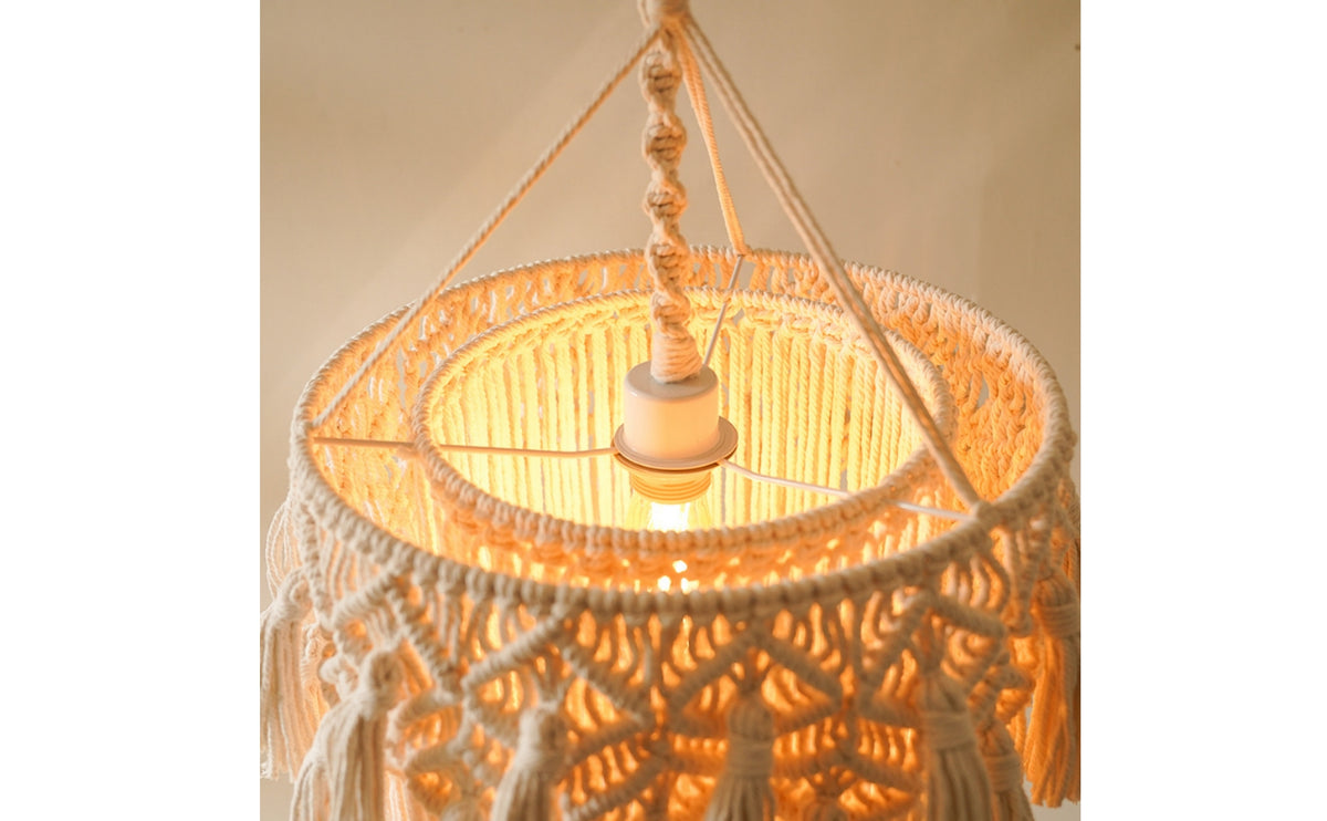 Hand-Woven Macrame Lampshade | Tassel, Macrame Lamp Shade, for Bedroom