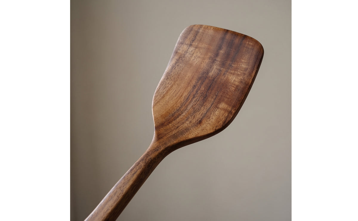 Wooden Spatula Teak Wood Flat Spatula Wooden Spoon Long Handle Spurtle Natural for Home Cooks, Stirring, Serving
