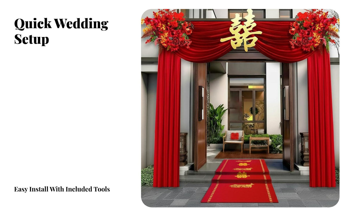 Symbol of Love, Joy & Good Fortune Chinese Wedding Door Decoration Set Festive Atmosphere Traditional Wedding Gate Decor Easy to Assemble Double Happiness Door Decor Romantic Design for Bride and Groom, Newlyweds, Families, Courtyard, Outdoor Events, Wall