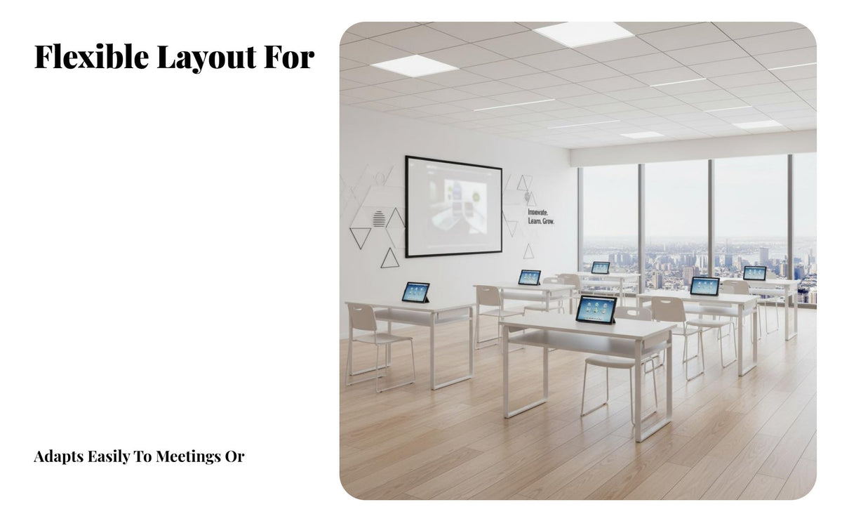 Student Desk and Chair Set Multi-Functional Long Conference Table Versatile Use Seminar Table for Students, Teachers, Classroom, School, Library