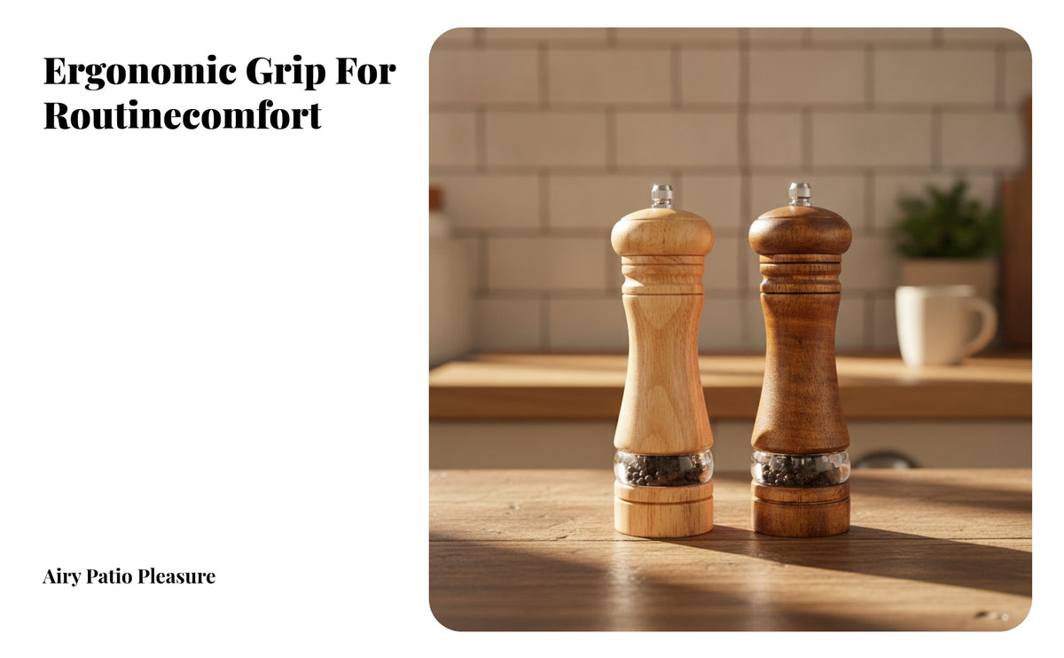2 Pieces Ceramic Wooden Pepper Mill | Pepper with Acrylic Window, for Kitchen