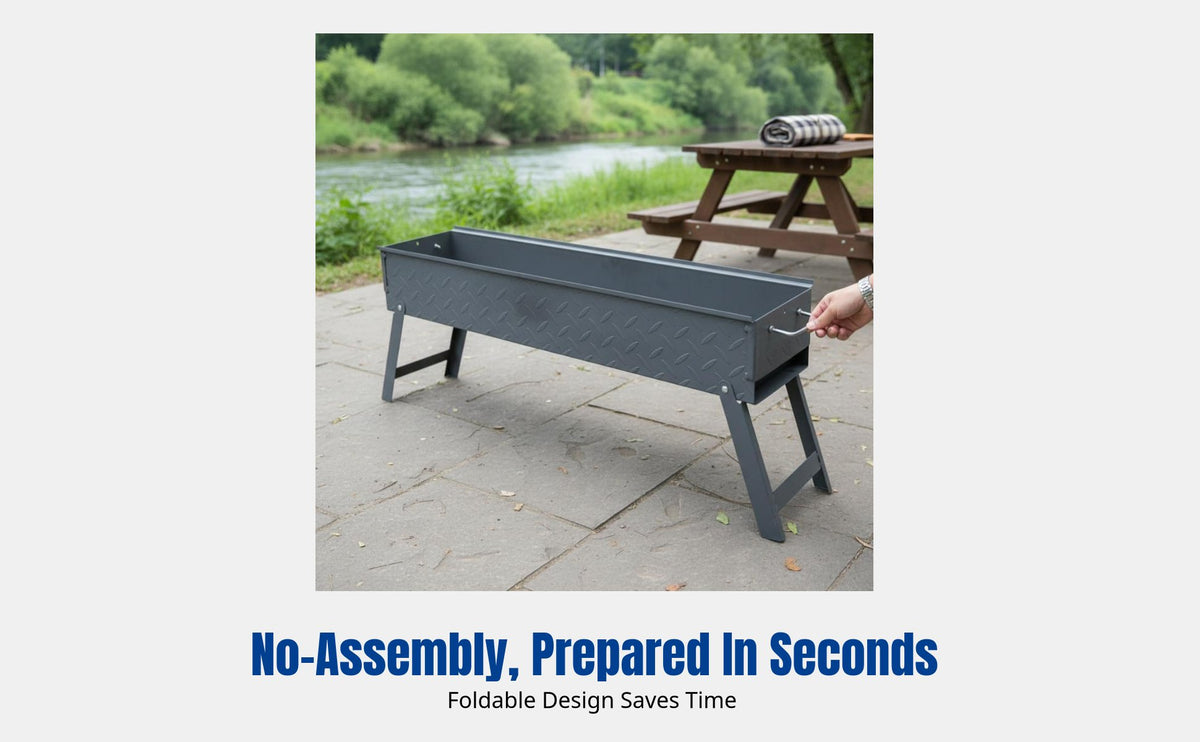 Thickened Outdoor BBQ Grill, Foldable Charcoal Barbecue Stove, Iron Plate Roaster, Multi-Scene Commercial Use