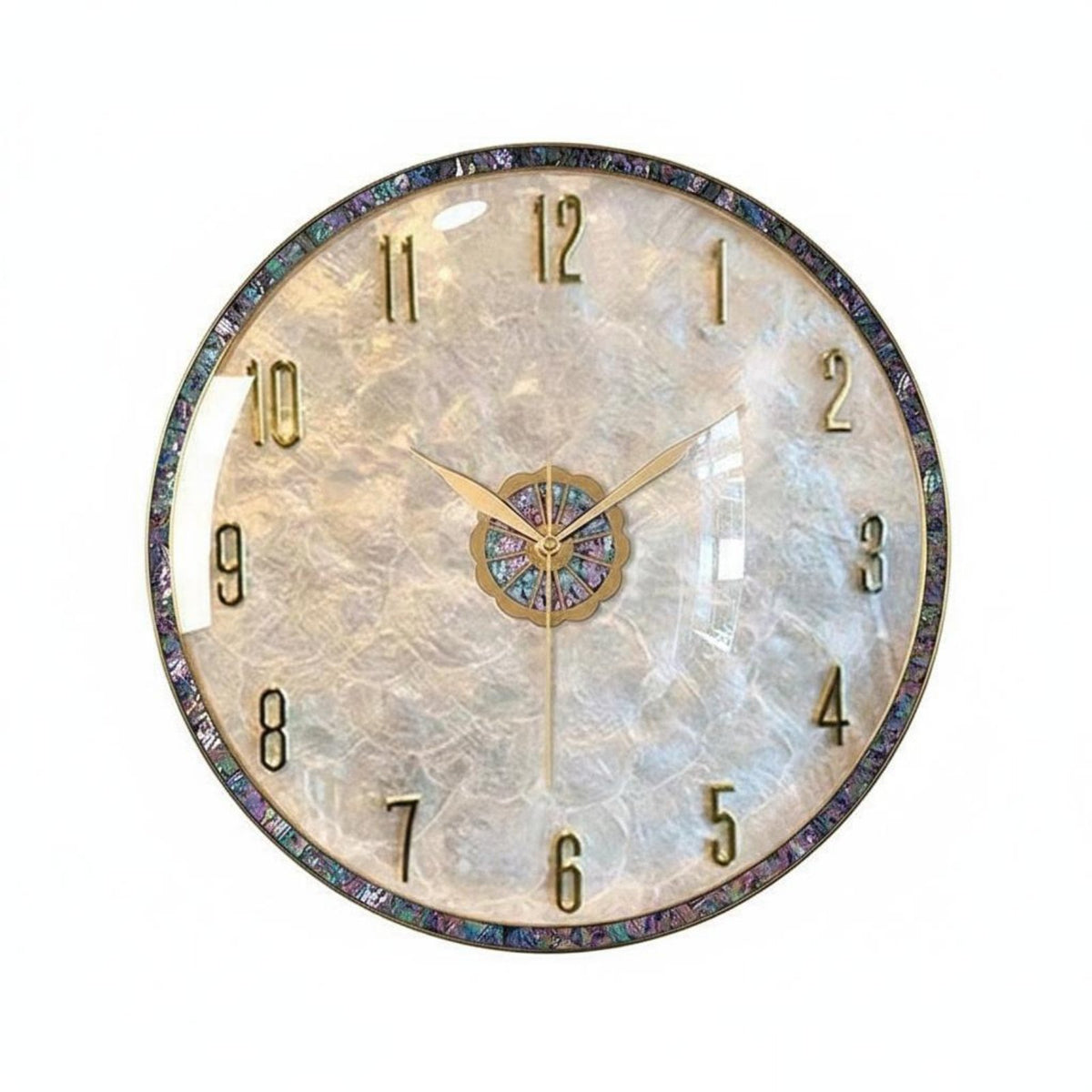 Non-Ticking Luxury Shell Face Clock Quartz Movement Silent Wall Clock Easy to Install for Homeowners, Gift Givers, Bedroom, Hallway, Kitchen