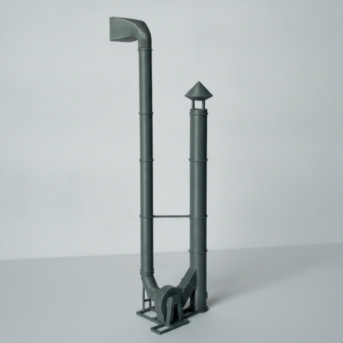 Detailed Chimney Model with Base Gray Industrial Chimney Model Miniature Smokestack for Hobbyists