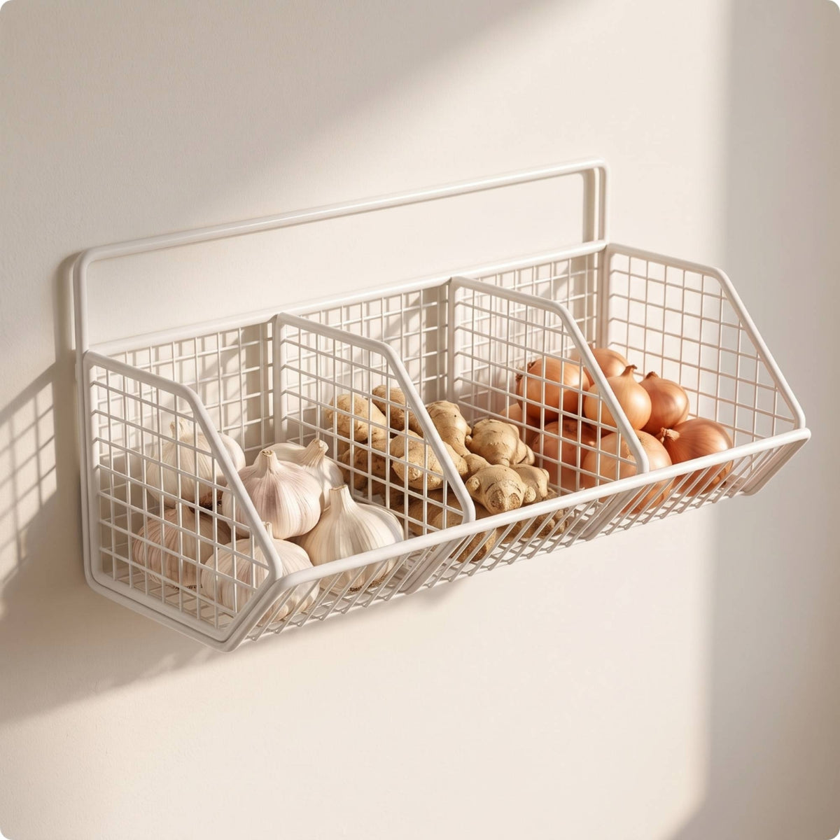 Wall-Mounted Storage Basket Mounted on Wall Storage Basket Rust-Resistant for Homeowners, Pantry, Apartment