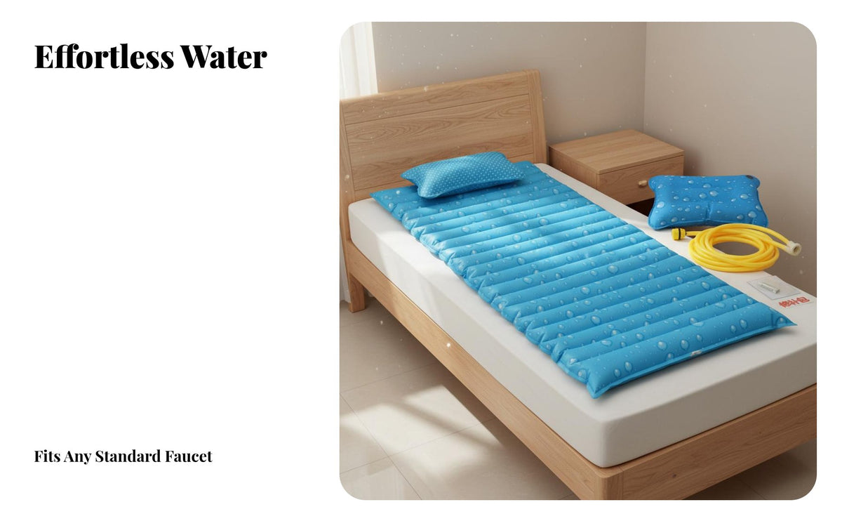 Waterproof Water-Filled Cooling Mattress Long-Lasting Summer Sleeping Pad Reinforced Edges Inflatable Water Bed Mat for Elderly, Students, Dorm Room, Sofa