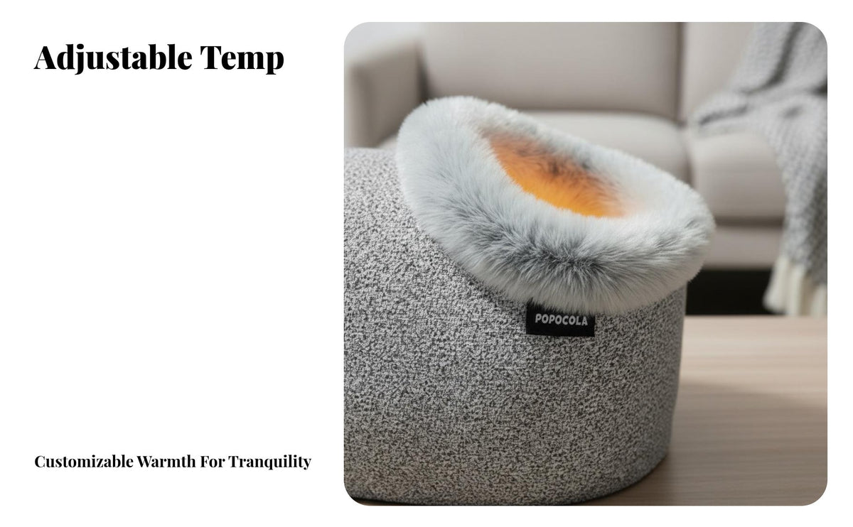 Electric Thermic Enclosure Enclosed Design Feline Bed Constant Temperature Pet Accessory for Kittens, Elderly Animals, Indoors, Living Room, Bedroom