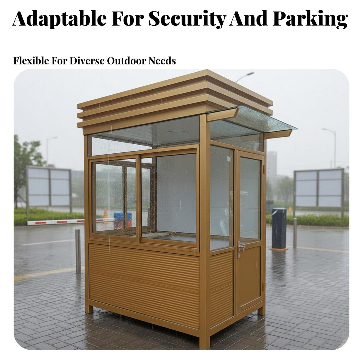 Steel Frame Guard House Weatherproof Prefabricated Security Booth Pre-Assembled Outdoor Gatehouse for Gatekeepers, Event Toll Booths, Schools