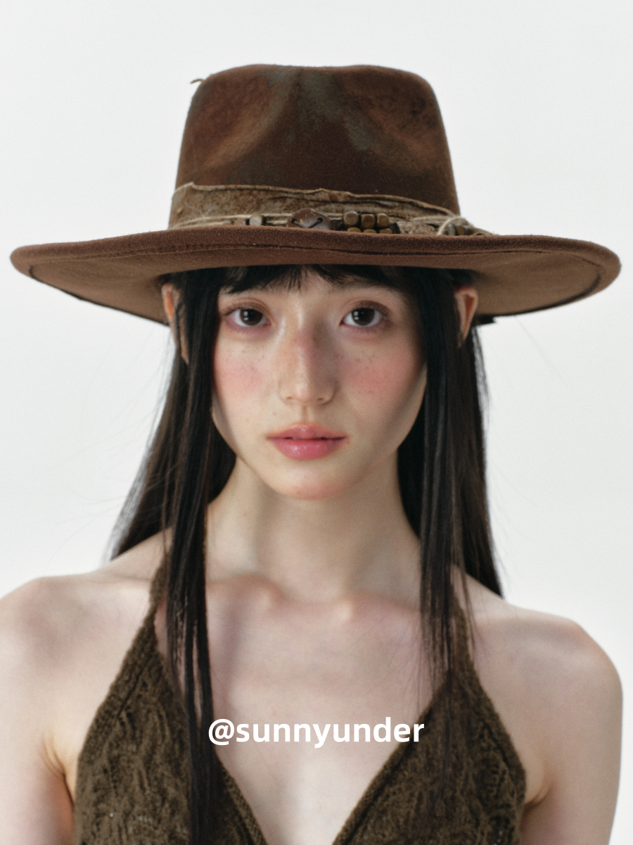 时髦秋冬美拉德色系牛仔爵士顶帽子女街头春秋时尚复古大檐礼帽潮