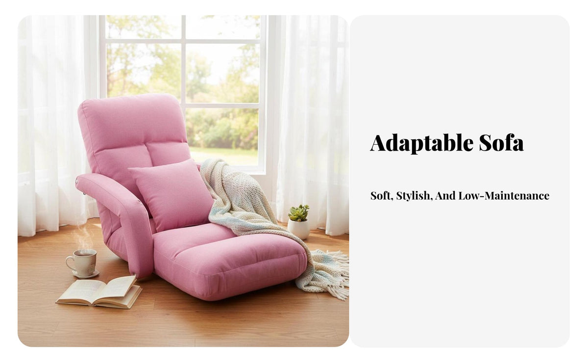 Removable and Washable Cover Adjustable Backrest Lounger Comfortable Armrests Adjustable Padded Lounger Multi-Functional Lazy Sofa Ergonomic Support for New Mothers, Students, Young Adults, Bay Window, Nursing, Living Room, Small Apartments