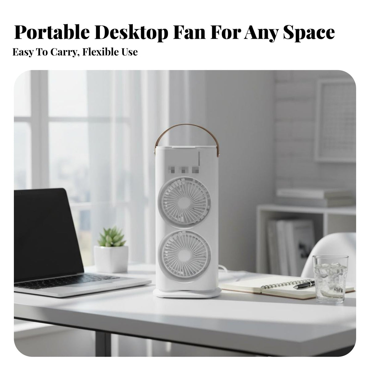 USB Air Chiller Humidifier Oscillating Function Portable Misting Fan Triple Cooling Modes Settings Desktop Cooling Fan for Office, Bedroom, Dorm Room
