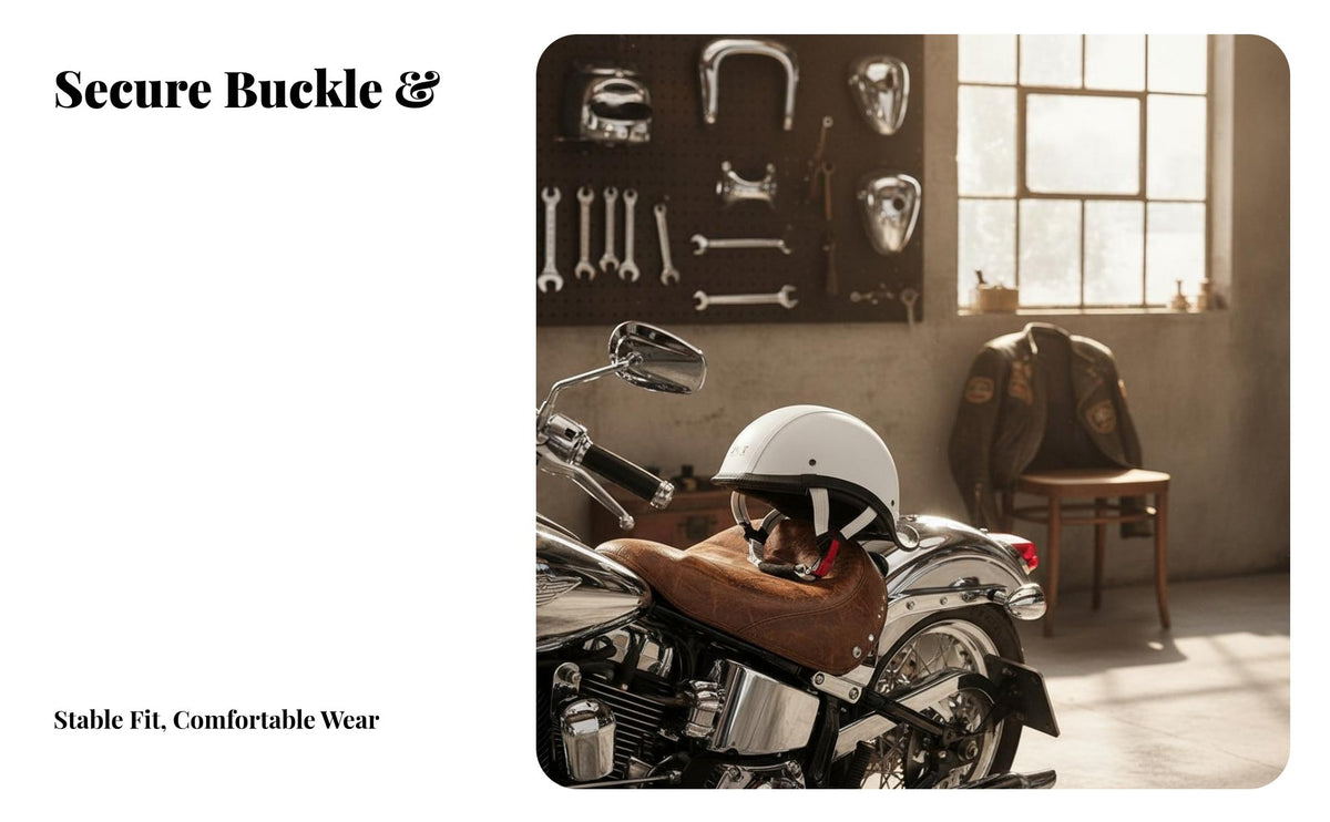 Retro Ducktail Helmet Fast-Release Buckle Retro Leather Half Helmet Removable and Washable Liner for Women Riders, Cruising, Summer Riding
