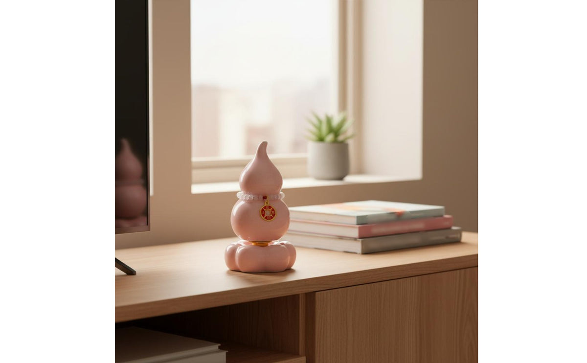 Ceramic Gourd Statue Cute Design Hulu Gourd Statue Good Luck Charm Chinese Fortune Calabash for Living Room