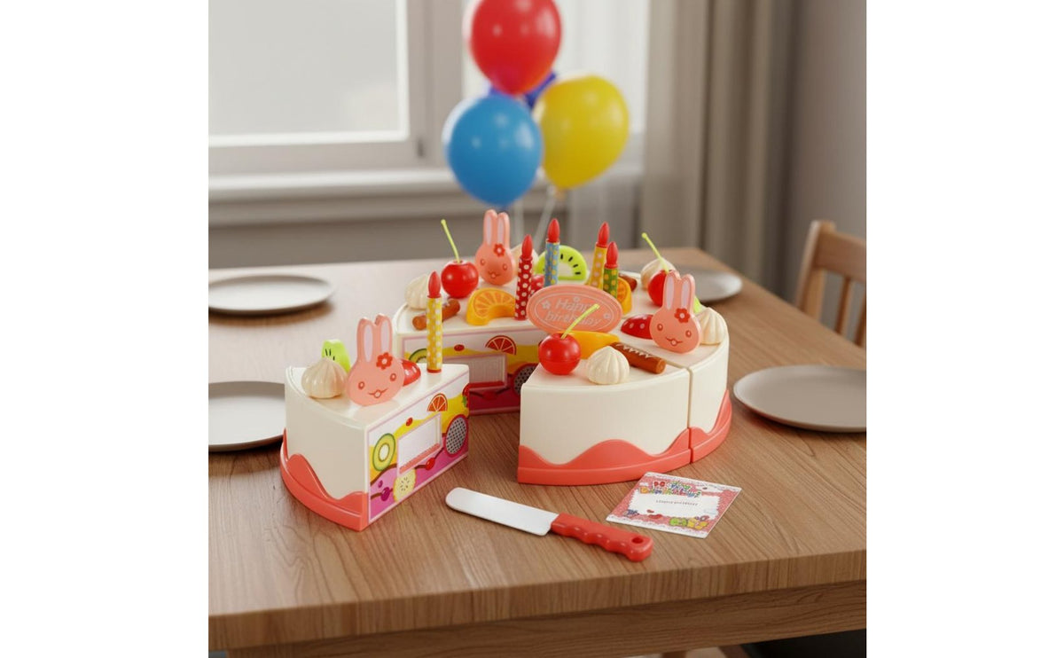 Hook and Loop Fasteners Pretend Birthday Cake Set Hook and Loop Fasteners Pretend Birthday Cake Develops Social Skills Light-Up Candle for Preschoolers