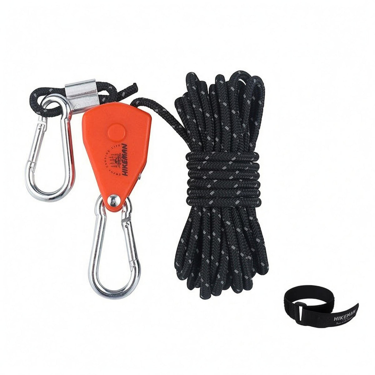 Braided Adjustable Rope Tie-down Hook-and-Loop Strap Reflective Rope Tie-down Carabiner Clips Tent Canopy Tensioner Quick Tensioning