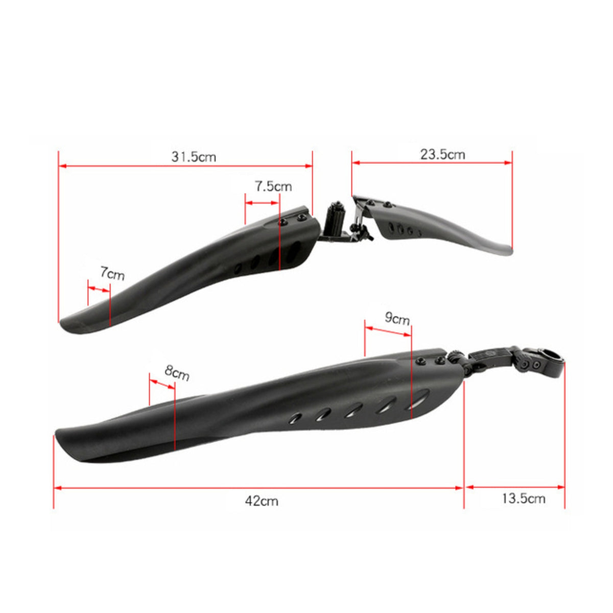 2 Pieces Bike Mudguard Enhanced Mud Protection Mudguard with Clamp Mudguard Clamp Plate Adjustable Bike Part Black for Cyclists
