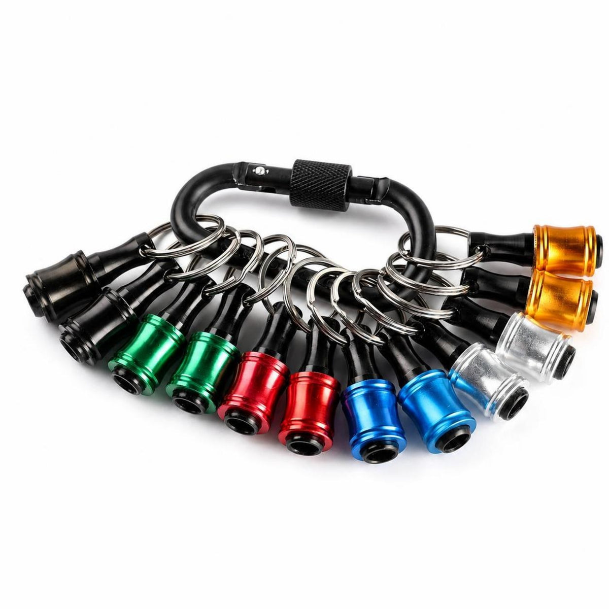 12 Pieces Compact Carabiner Keychain with Split Rings Portable Hex Shank Organizer Long-Lasting Carabiner Keychain Easy to Attach for Backpack