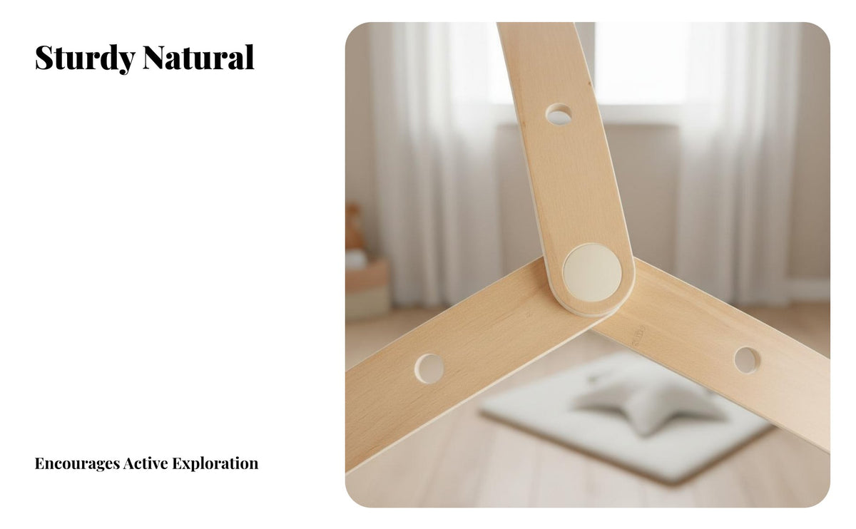 Made of Wood Wooden Baby Gym Encourages Physical Skills Curved Infant Play Frame Early Learning Wooden Play Gym Sensory Development for Babies 0-3 Years, Newborns, Indoors, Tummy Time, Playroom, Living Room