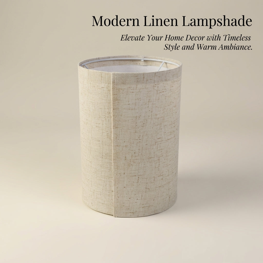 Light Shade with Grid Linen Texture for Table Lamp, E27 Fitting Lampshade for Bedroom PVC Reinforced Textile Construction