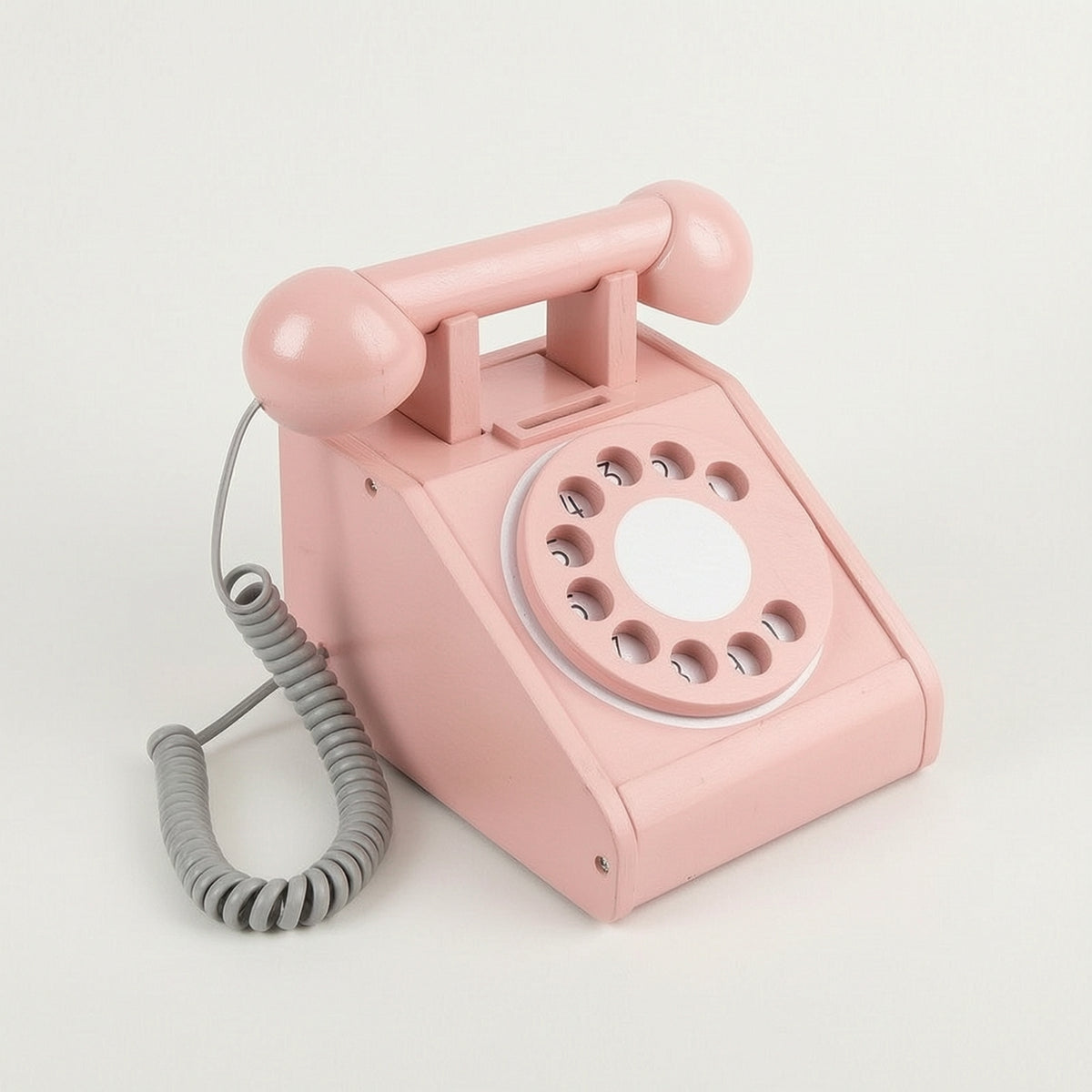 Role Play Toy Telephone with Handset Vintage Wooden Toy Phone Realistic Sturdy for Toddlers, Playroom