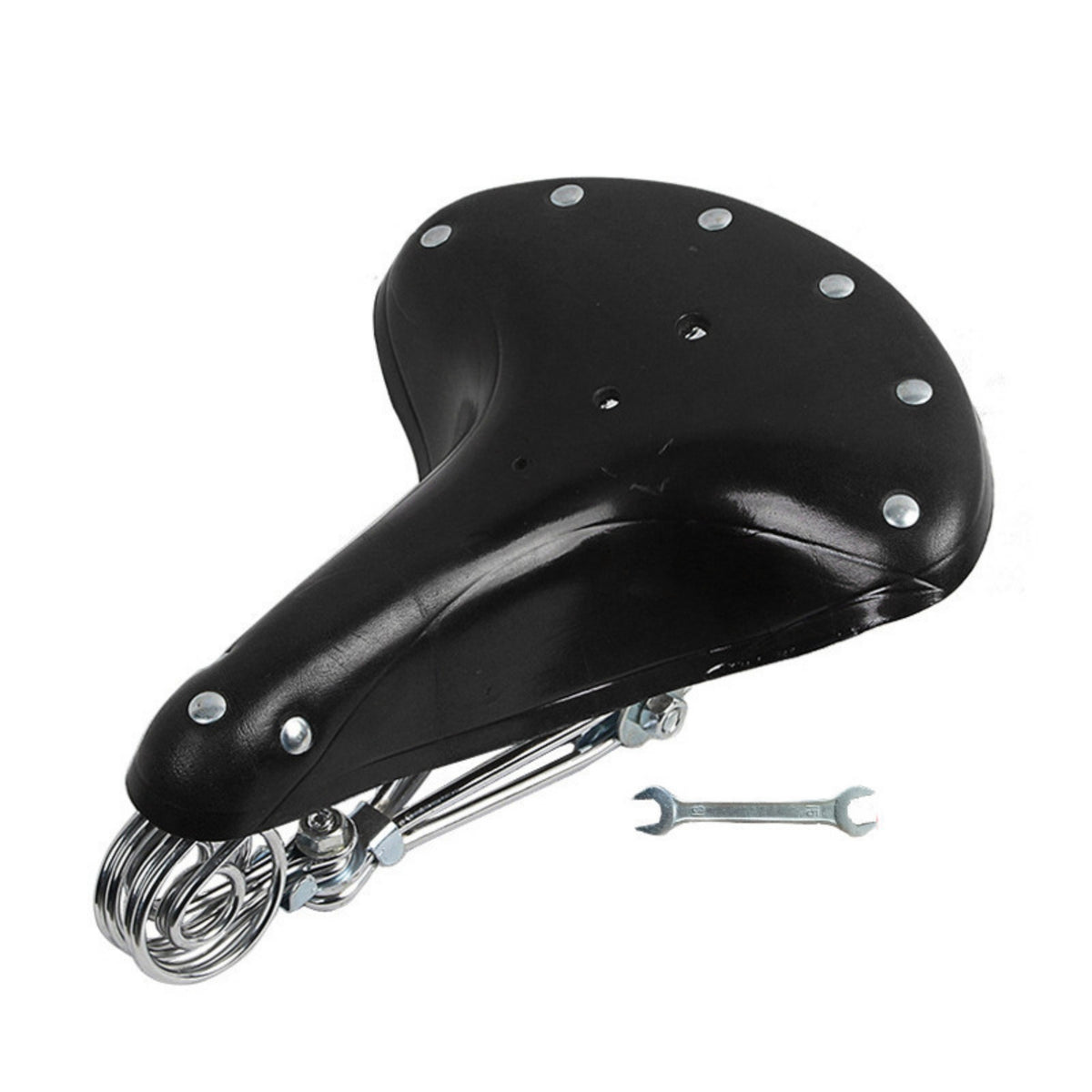 Vintage-Style Cycle Saddle with Springs Sprung Leather Cycle Saddle Riveted Retro Bike Seat Shock-Absorbing for Hobbyists, Commuters, Cruiser Bikes