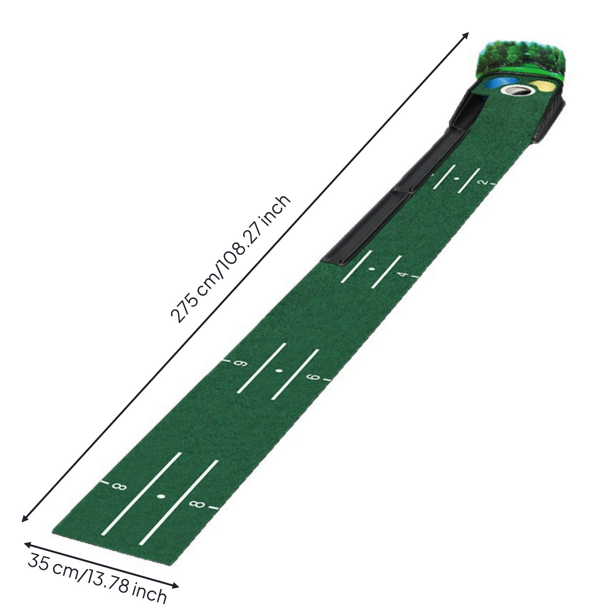 Golf Putting Mat with Ball Return Realistic Putting Mat with Ball Return Distance Markers for Golfers