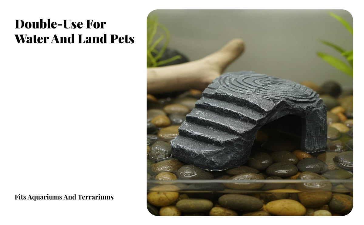 Turtle Basking Dock Realistic Geological Formation Design Turtle Basking Ramp Easy to Climb Tortoise Climbing Ladder for Terrarium, Aquarium