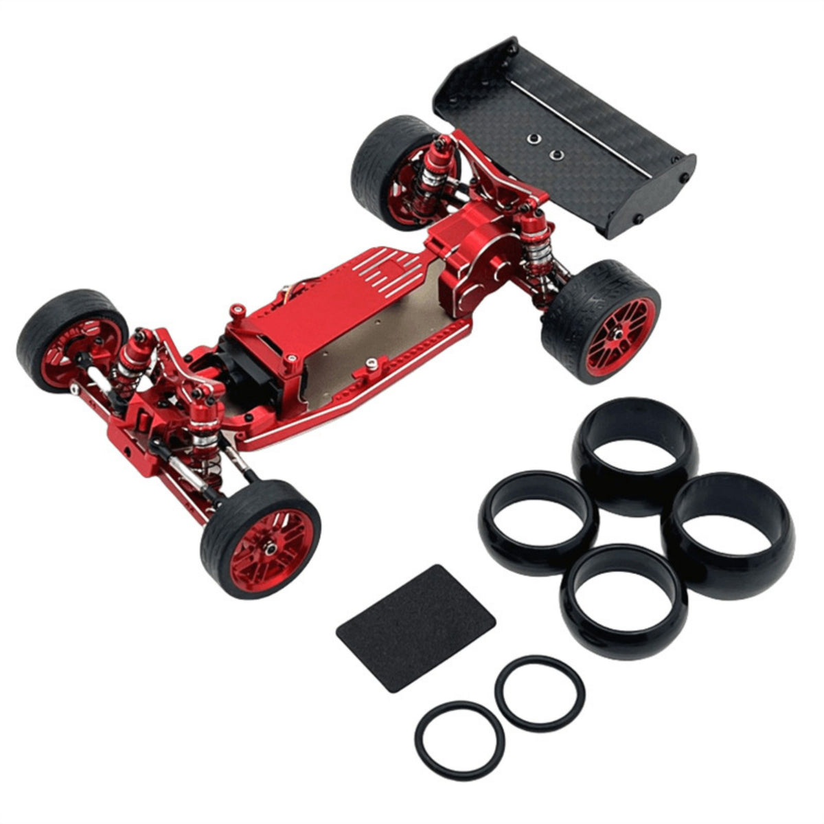 1/24 Scale RC Mini Racer Chassis Carbon Fiber Wing Metal Upgrade Chassis Frame Wear Resistant Remote Control Car Frame Kit for WLtoys