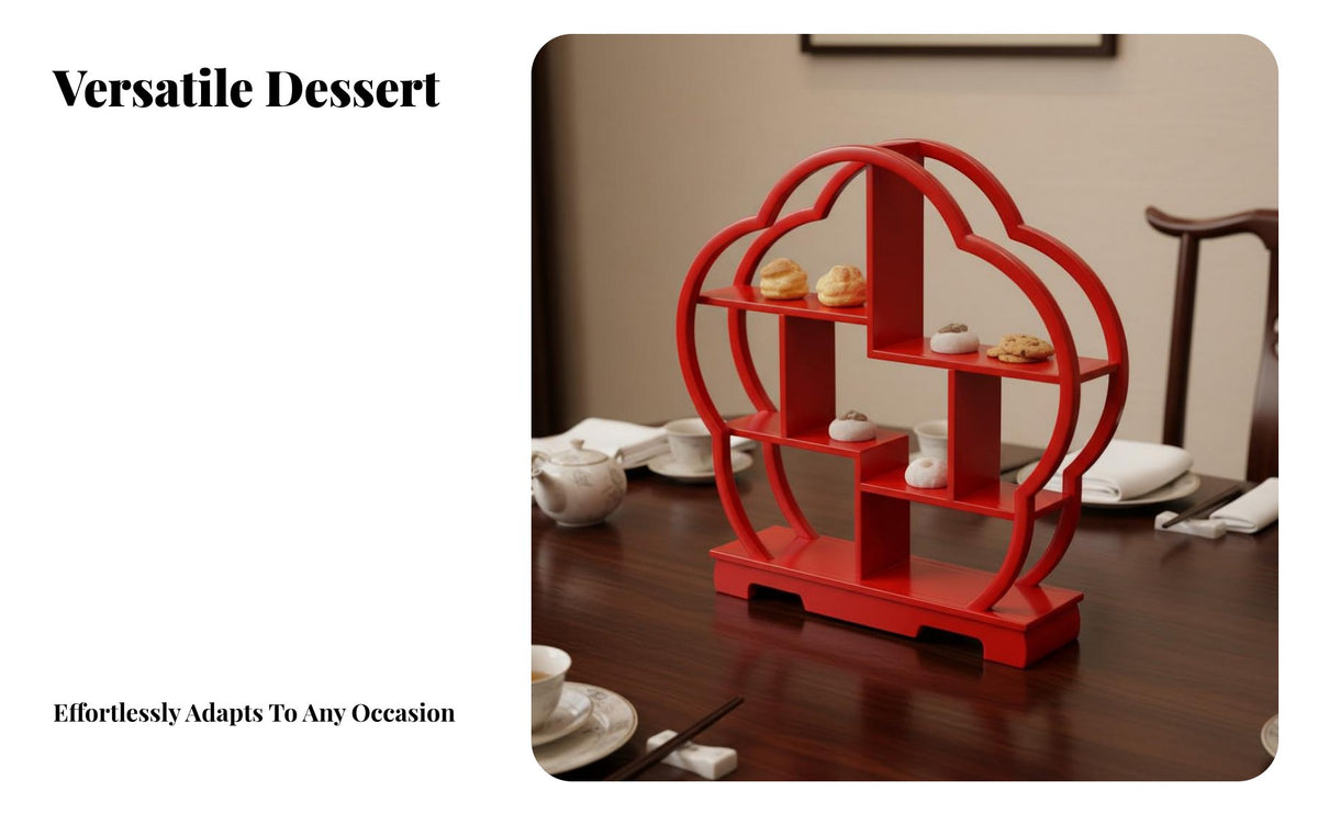 Elegant Design Chinese Design Dessert Stand Plum Blossom Shaped Pastry Shelf Engagement Party Food Display for Engaged Couples, Tea Parties, Festive Celebrations, Weddings