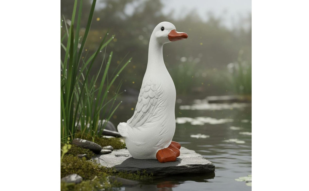 White Duck Statue American Country Style Goose Garden Figurine Resistant Realistic Duck Sculpture for Yard, Patio