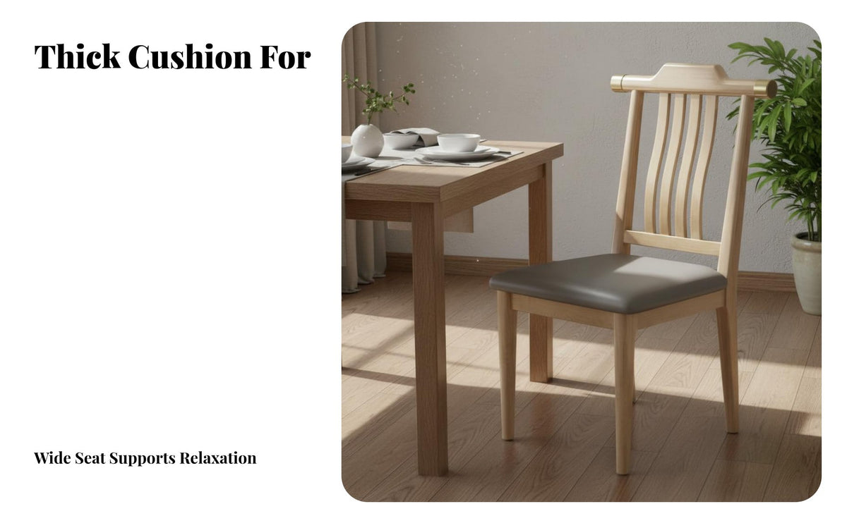 Solid Wood Dining Chair Comfortable Backrest Modern Chinese Design Chair Sturdy Structure Household Furniture for Adults, Tea Room, Study, Home Office