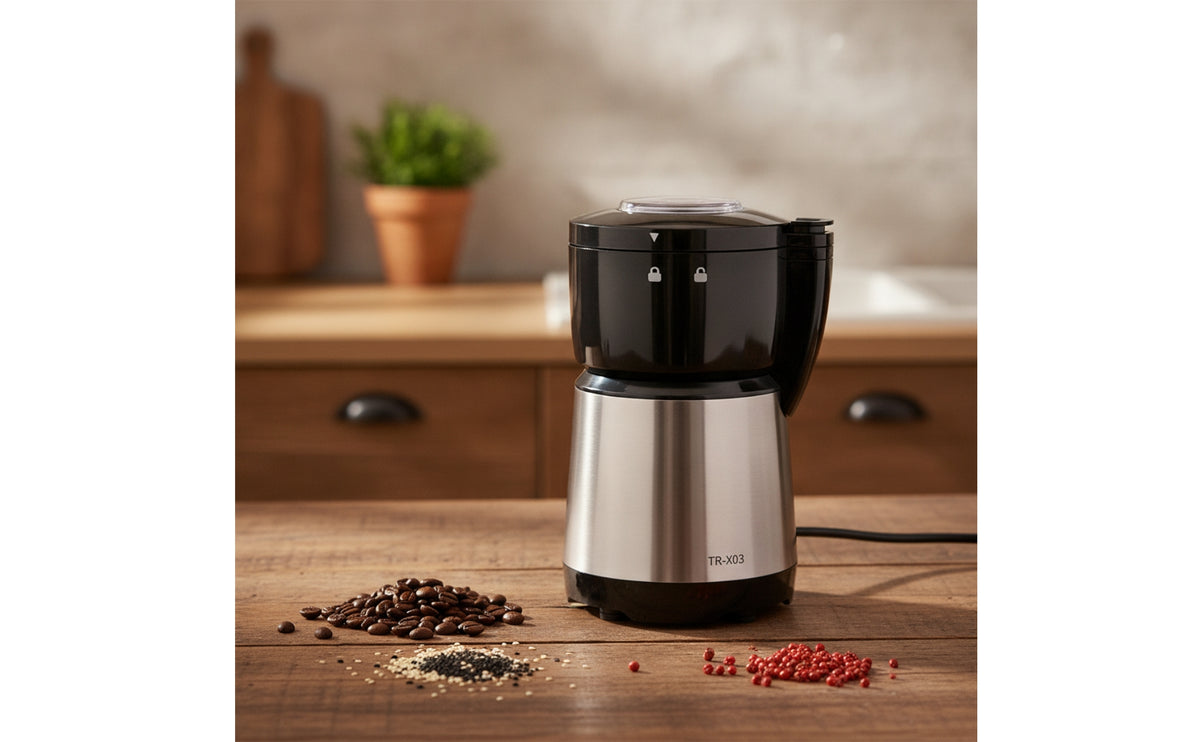 Multi-Functional Electric Coffee Grinder Compact Electric Seasoning Grinder Stainless Steel Powder Grinding Machine Countertop for Home Cooks, Kitchen, Apartments, Cafes