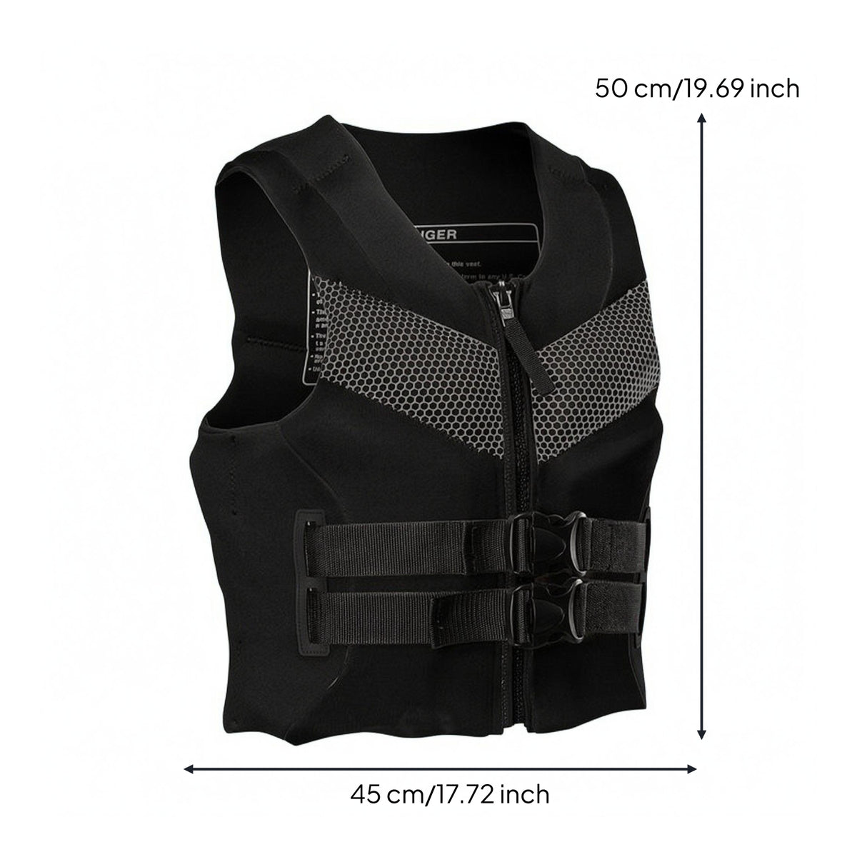 Mesh Chest Adult Buoyancy Vest Padded Body Front Zip Life Vest Structured Design Flotation Device Wide Arm Openings for Adults