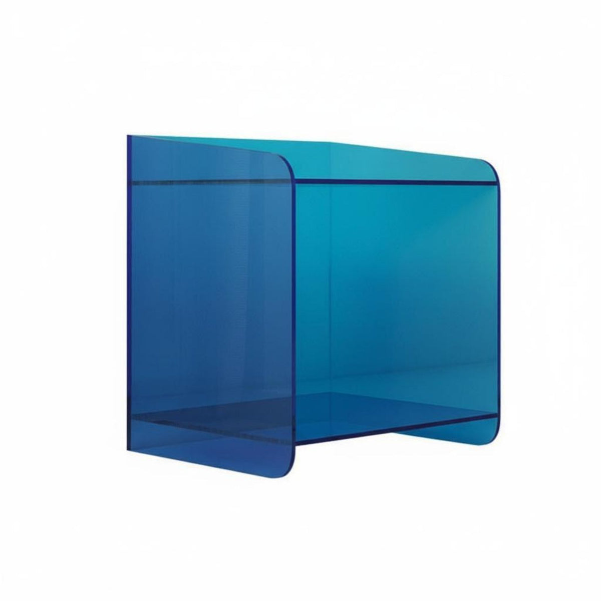 Minimalist Design Transparent C-Shaped Table Modern Aesthetic Nightstand Versatile Use Storage Furniture Polished Lines for Apartment Dwellers, Young Adults, Interior Designers, Bedroom, Living Room, Bay Window Area, Small Areas