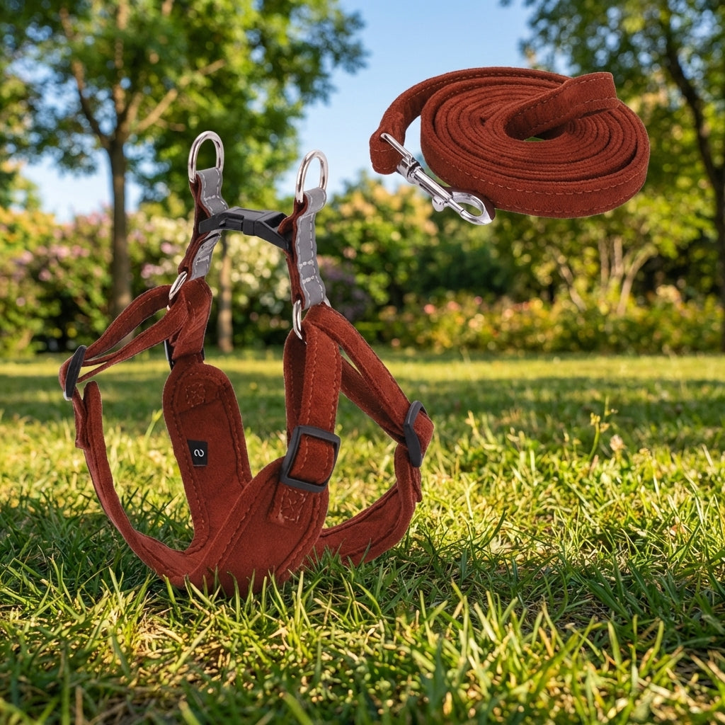 Small Dog Harness and Leash Set, Suede Vest Style Harness for Medium Dog Harness, Solid Dog Vest Harness for Outdoor Cat Walking, Small Medium
