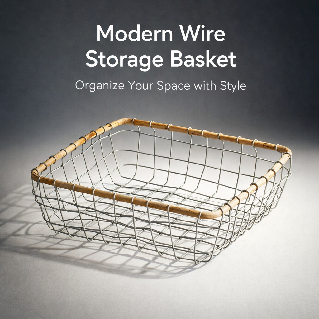 Kitchen Storage & Organisation Metal Fruit Basket with Handle for Countertop, Wire for Shelves and Bedroom
