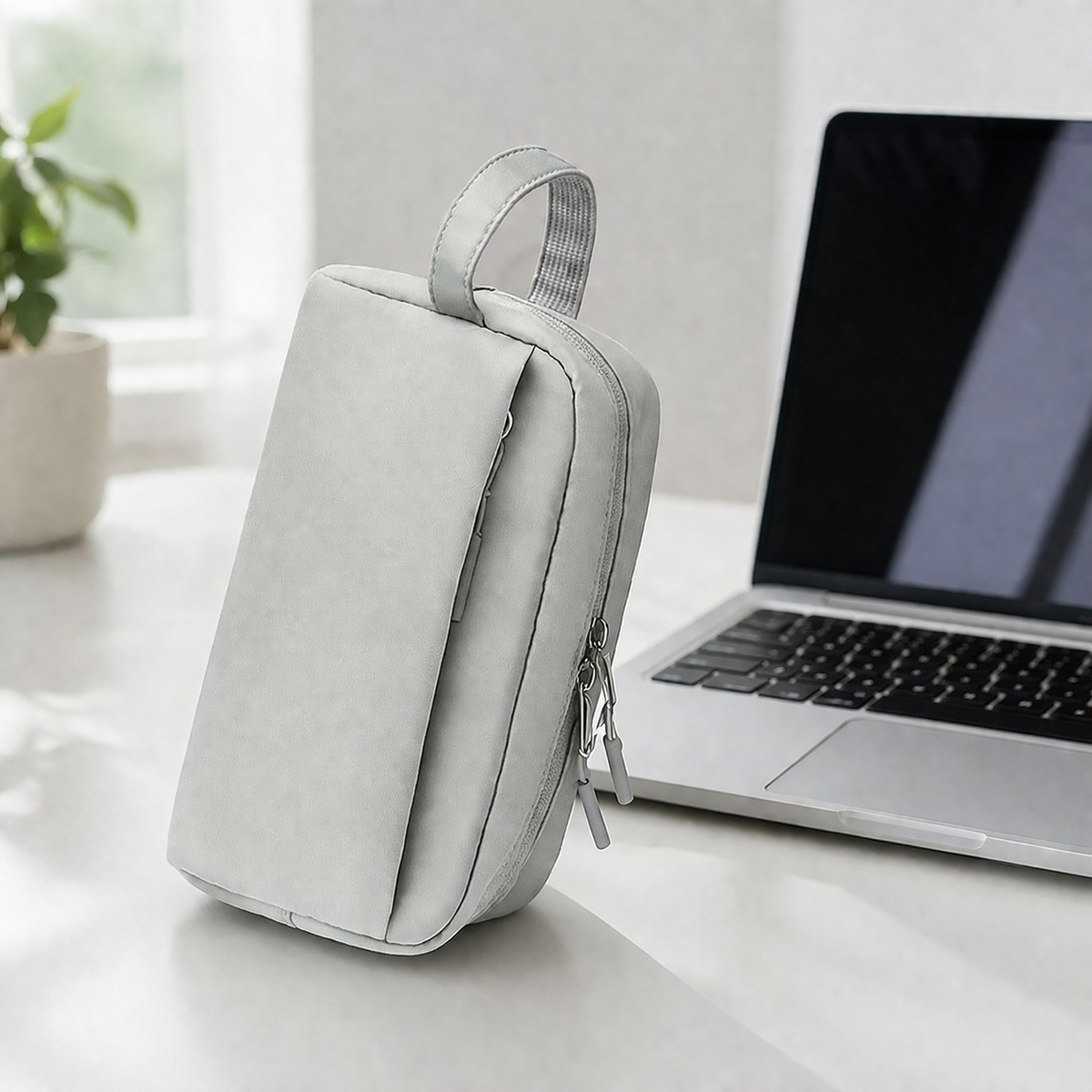 Large Cable Organiser Bag, Waterproof Pouch for Cables, Portable Electronics Organiser, Polyester Travel Accessory Storage with Zipper