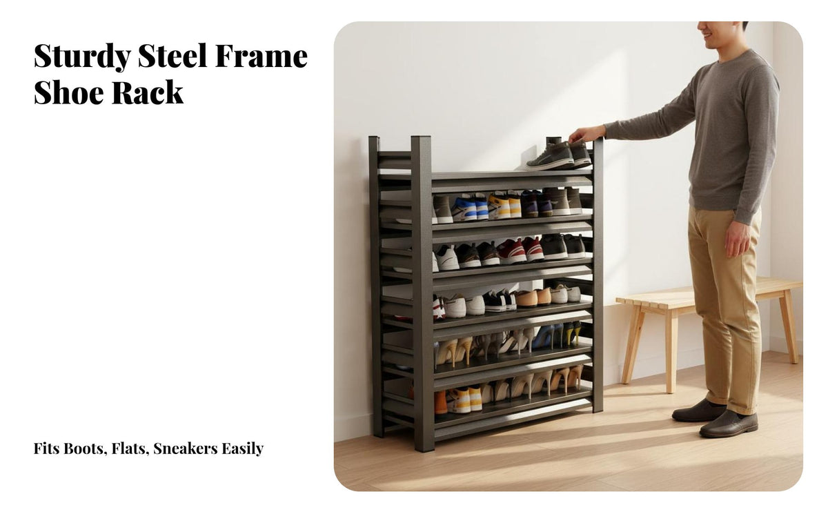 Multi-Tier Shoe Rack Space Saving Entryway Shoe Rack Large Capacity Home Furniture for Apartment Dwellers, Homeowners, Hallway, Mudroom, Dormitory