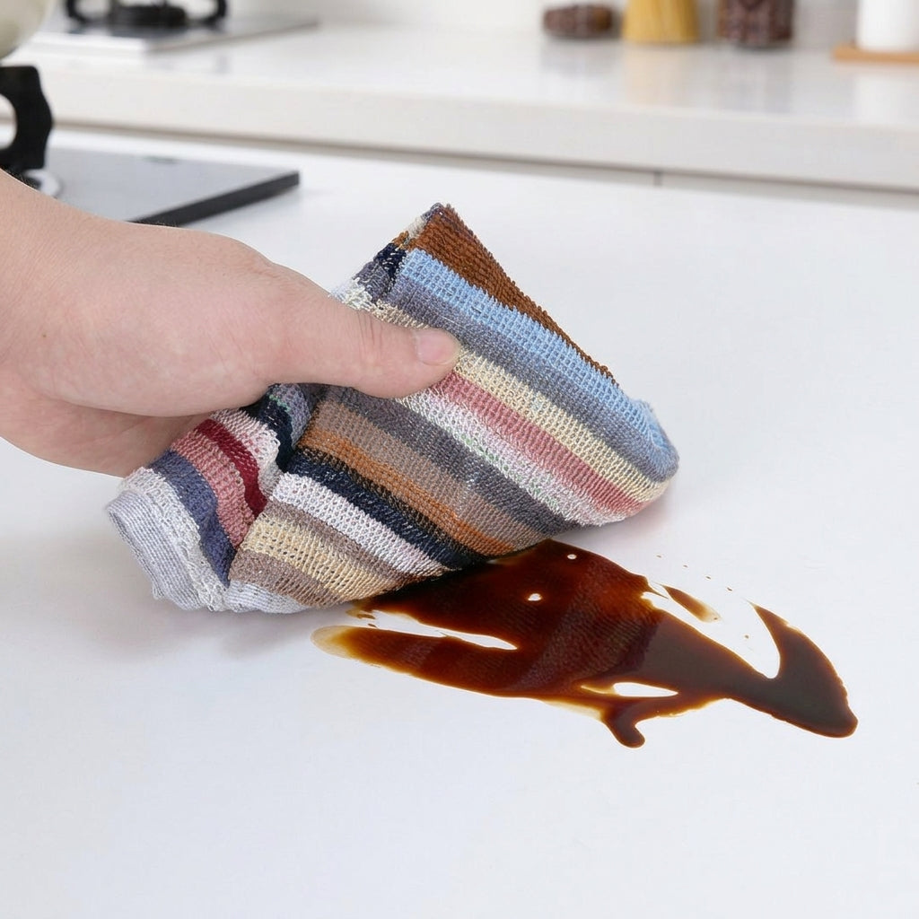 High Absorbency Tea Towels and Kitchen Towels, Striped Dish Cloths for Dishes and Pots, Sturdy Cotton Mixed Color Multi-Purpose Cleaning Cloths